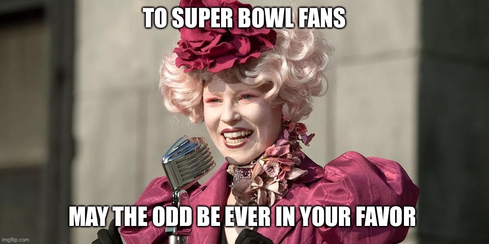 Super bowl funny meme | TO SUPER BOWL FANS; MAY THE ODD BE EVER IN YOUR FAVOR | image tagged in superbowl | made w/ Imgflip meme maker