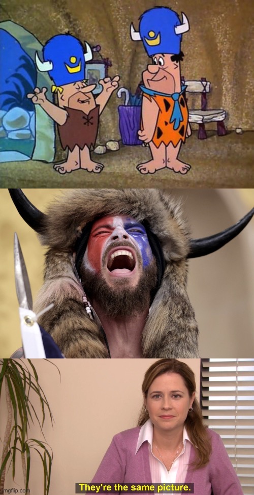 image tagged in barney rubble fred flintstone flintstones,q shaman butthurt,memes,they're the same picture | made w/ Imgflip meme maker