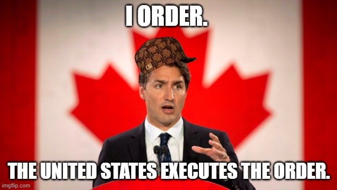 The United States executes the order. | I ORDER. THE UNITED STATES EXECUTES THE ORDER. | image tagged in justin trudeau | made w/ Imgflip meme maker