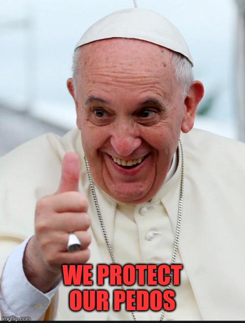 Yes because I love the pope | WE PROTECT OUR PEDOS | image tagged in yes because i love the pope | made w/ Imgflip meme maker