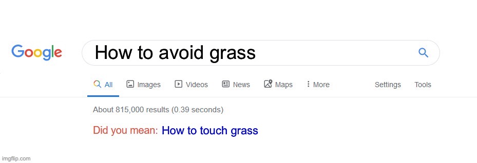 Touch grass | How to avoid grass; How to touch grass | image tagged in did you mean | made w/ Imgflip meme maker
