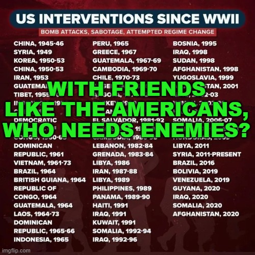 With Friends Like The Americans, Who Needs Enemies? | WITH FRIENDS LIKE THE AMERICANS, WHO NEEDS ENEMIES? | image tagged in america | made w/ Imgflip meme maker