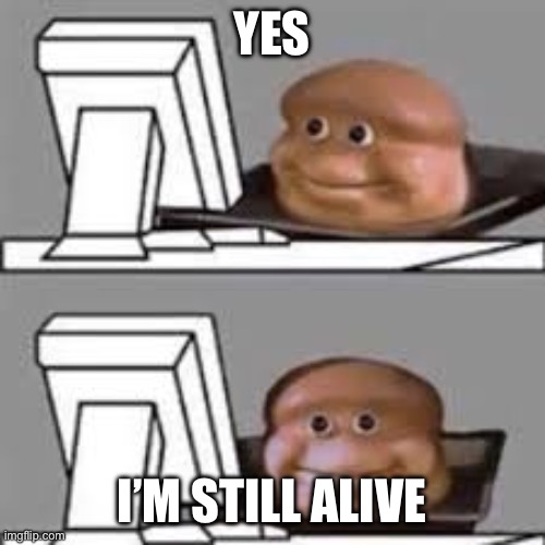 computer stare | YES; I’M STILL ALIVE | image tagged in computer stare | made w/ Imgflip meme maker