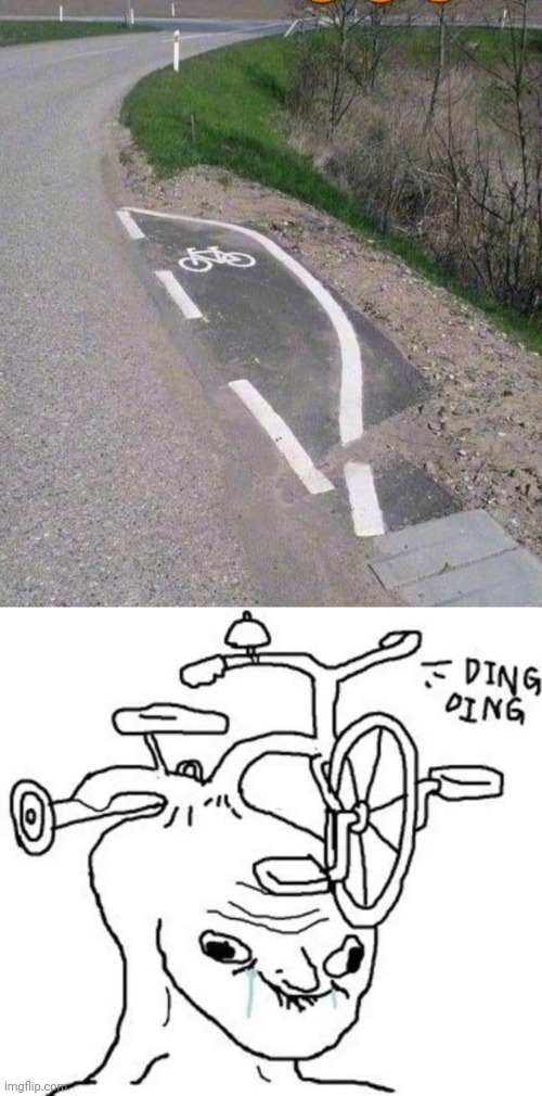 Small bike lane | image tagged in ding ding,you had one job,memes,bike,lane,bicycle | made w/ Imgflip meme maker