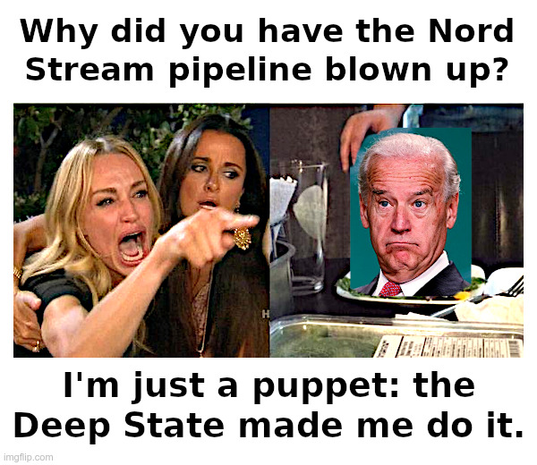 Can Joe Biden Claim Victimhood? Puppethood? | image tagged in joe biden,nord stream,pipeline,blown up,act of war,world war 3 | made w/ Imgflip meme maker