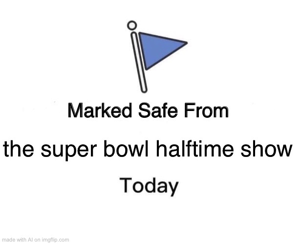 Marked Safe From | the super bowl halftime show | image tagged in memes,marked safe from | made w/ Imgflip meme maker