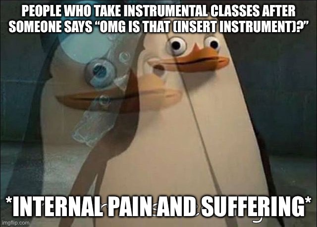 Private Internal Screaming | PEOPLE WHO TAKE INSTRUMENTAL CLASSES AFTER SOMEONE SAYS “OMG IS THAT (INSERT INSTRUMENT)?”; *INTERNAL PAIN AND SUFFERING* | image tagged in private internal screaming | made w/ Imgflip meme maker