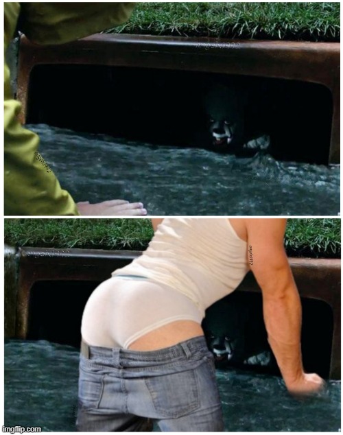 image tagged in pennywise,it,lgbtq,pennywise in sewer,blowjob,oral sex | made w/ Imgflip meme maker