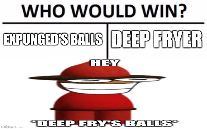 EXPUNGED'S BALLS; DEEP FRYER | image tagged in expunged | made w/ Imgflip meme maker