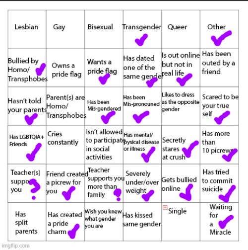 Here we go | image tagged in lgbtqia bingo | made w/ Imgflip meme maker