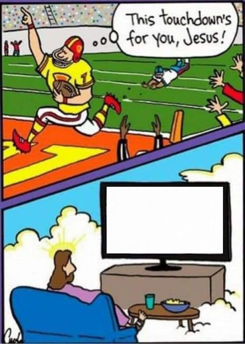 JESUS NOT WATCHNG FOOTBALL Blank Meme Template