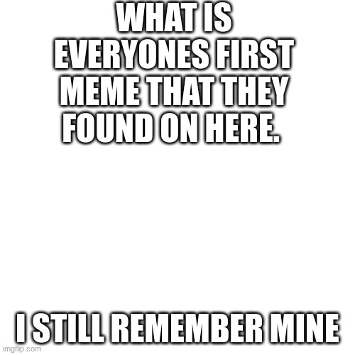 Blank Transparent Square Meme | WHAT IS EVERYONES FIRST MEME THAT THEY FOUND ON HERE. I STILL REMEMBER MINE | image tagged in memes,blank transparent square | made w/ Imgflip meme maker