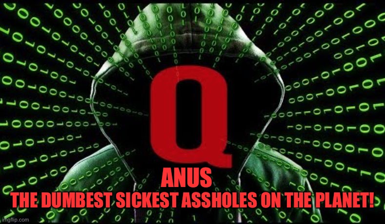 Q | ANUS THE DUMBEST SICKEST ASSHOLES ON THE PLANET! | image tagged in q | made w/ Imgflip meme maker