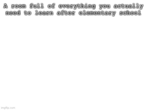 Blank White Template | A room full of everything you actually need to learn after elementary school | image tagged in blank white template | made w/ Imgflip meme maker