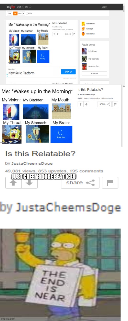 The beginning of the end | JUST CHEEMSDOGE BEAT ICEU | image tagged in iceu,the beginning of the end | made w/ Imgflip meme maker