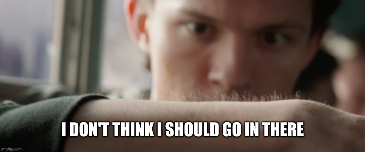 Spidey sense | I DON'T THINK I SHOULD GO IN THERE | image tagged in spidey sense | made w/ Imgflip meme maker