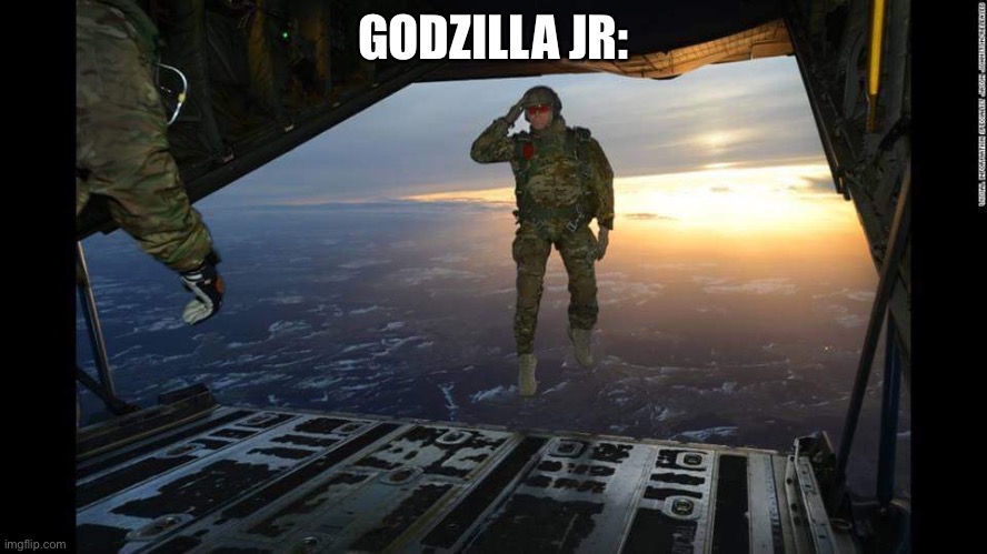 Military Skydive Solute | GODZILLA JR: | image tagged in military skydive solute | made w/ Imgflip meme maker