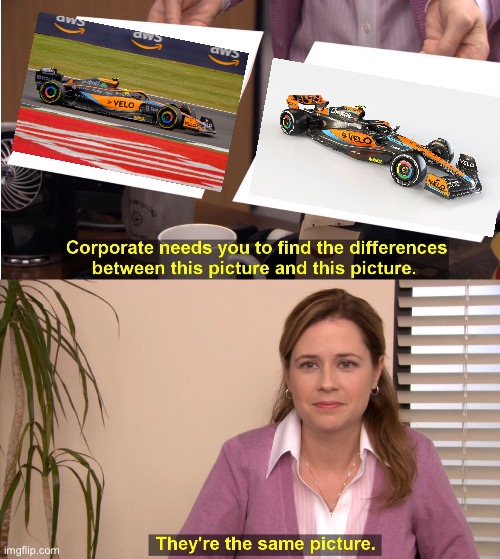 McLaren revealing the MCL60: | image tagged in they're the same picture,sports,f1 | made w/ Imgflip meme maker