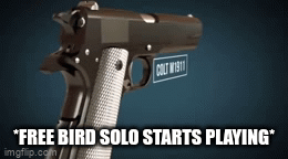 *Free Bird Solo Starts Playing* | *FREE BIRD SOLO STARTS PLAYING* | image tagged in gifs,gun | made w/ Imgflip video-to-gif maker