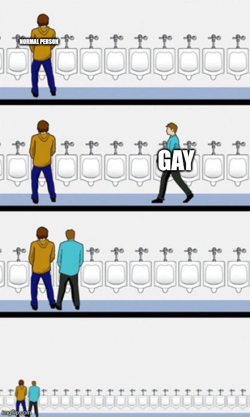 H | NORMAL PERSON; GAY | image tagged in bathroom | made w/ Imgflip meme maker