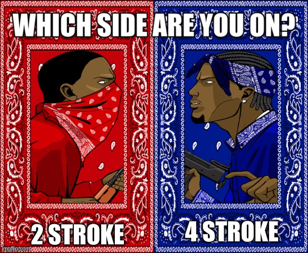 WHICH SIDE ARE YOU ON? | 2 STROKE; 4 STROKE | image tagged in which side are you on | made w/ Imgflip meme maker