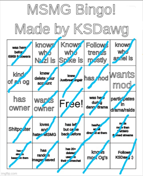 MSMG Bingo! | image tagged in msmg bingo | made w/ Imgflip meme maker