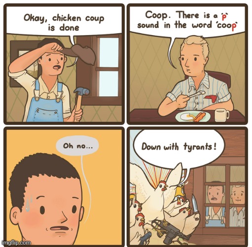 The chickens revenge | image tagged in chicken,coop,chickens,revenge,comics,comics/cartoons | made w/ Imgflip meme maker
