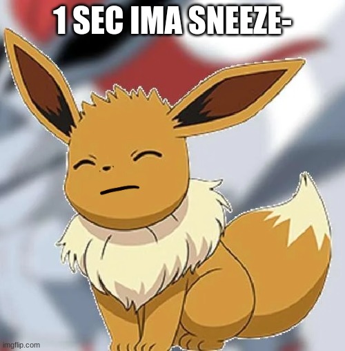 1 sec- | 1 SEC IMA SNEEZE- | image tagged in about to sneeze eevee | made w/ Imgflip meme maker