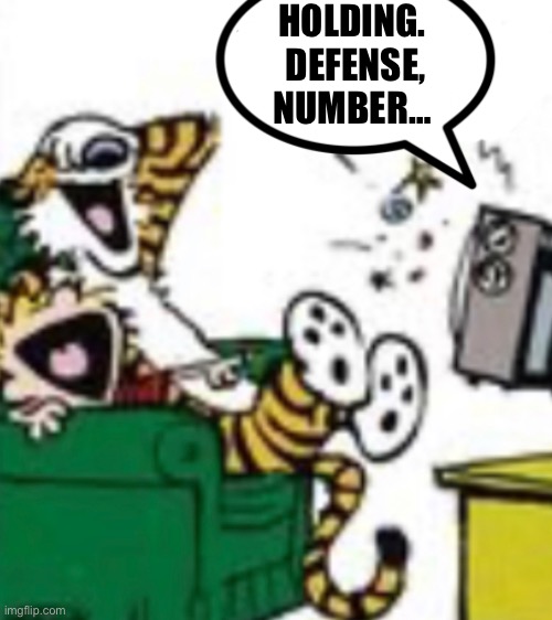 Super Bowl in a nutshell | HOLDING.  DEFENSE, NUMBER… | made w/ Imgflip meme maker