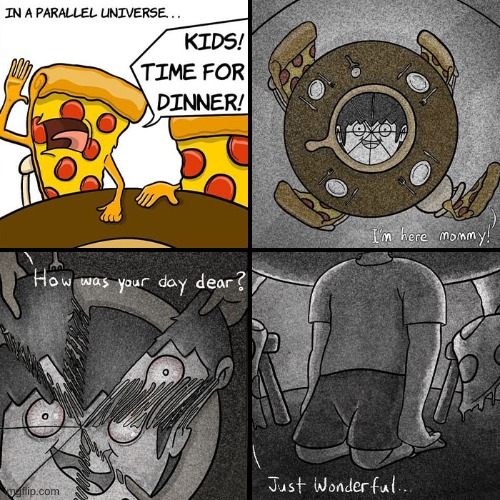 that pizza was delicious tho! ? | image tagged in dark humor | made w/ Imgflip meme maker