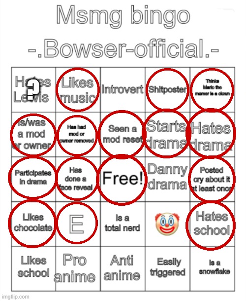 Msmg bingo. -.Bowser-official.- version | ? | image tagged in msmg bingo - bowser-official - version | made w/ Imgflip meme maker