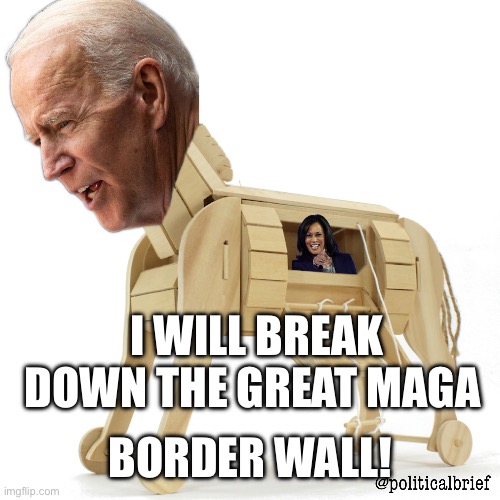 Biden Harris | I WILL BREAK DOWN THE GREAT MAGA; BORDER WALL! | image tagged in biden harris | made w/ Imgflip meme maker