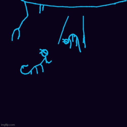 A Seaside Vitian cave painting made with Bioluminescent Algae depicting a Vitian being abducted by some unknown force. | made w/ Imgflip meme maker