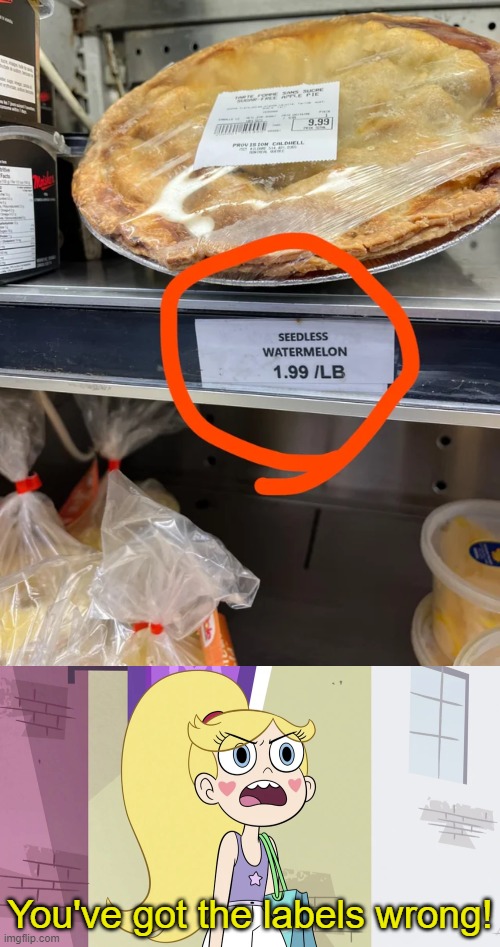 put the pie in the correct spot, boss | You've got the labels wrong! | image tagged in star butterfly that's not helpful,memes,star vs the forces of evil,labels,you had one job,failure | made w/ Imgflip meme maker