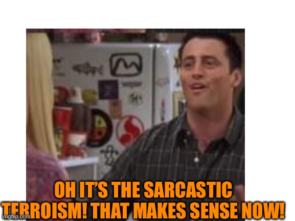 OH IT’S THE SARCASTIC TERROISM! THAT MAKES SENSE NOW! | made w/ Imgflip meme maker