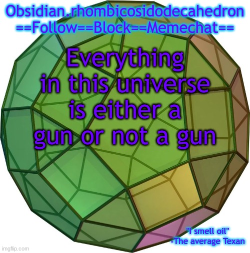 Obi's temp 1 | Everything in this universe is either a gun or not a gun | image tagged in obi's temp 1 | made w/ Imgflip meme maker