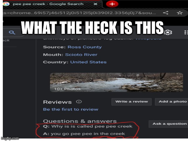 Pee Pee Creek | WHAT THE HECK IS THIS | image tagged in what did i just see | made w/ Imgflip meme maker
