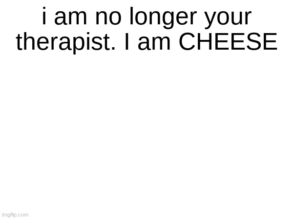 i am no longer your therapist. I am CHEESE | made w/ Imgflip meme maker