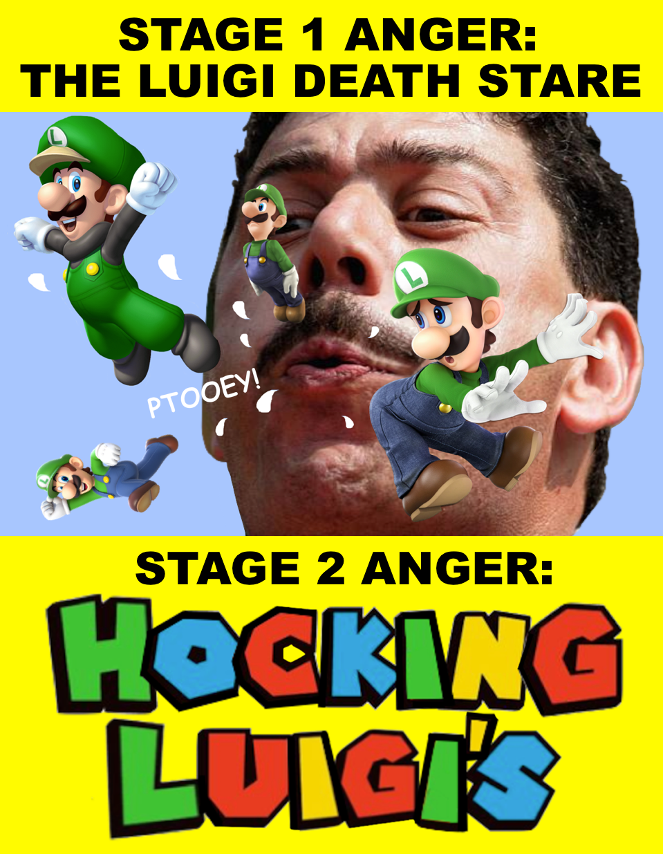High Quality Stage 2 Anger Hocking Luigis' Meme Blank Meme Template