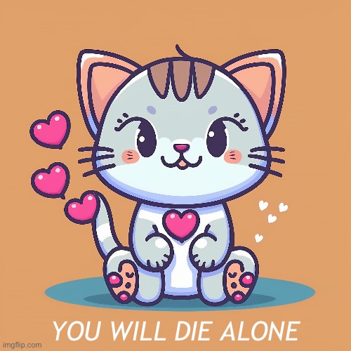 YOU WILL DIE ALONE | image tagged in cats | made w/ Imgflip meme maker