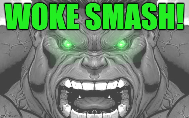 WOKE SMASH! | WOKE SMASH! | image tagged in woke,hulk smash,the incredible hulk,smash,fascism,i love democracy | made w/ Imgflip meme maker