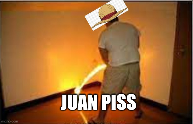 nice upvote, can i have it? | JUAN PISS | image tagged in one piece,piss,fire | made w/ Imgflip meme maker