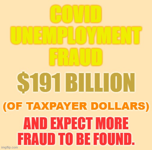 Our Government Working For Us...Or Not | COVID UNEMPLOYMENT FRAUD; $191 BILLION; (OF TAXPAYER DOLLARS); AND EXPECT MORE FRAUD TO BE FOUND. | image tagged in memes,politics,unemployment,fraud,expectations,more | made w/ Imgflip meme maker