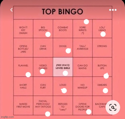 Top bingo | image tagged in top bingo | made w/ Imgflip meme maker
