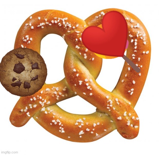 pretzels cookies and a heart sucker | image tagged in pretzel,cookie,nom,sucker,nomm | made w/ Imgflip meme maker