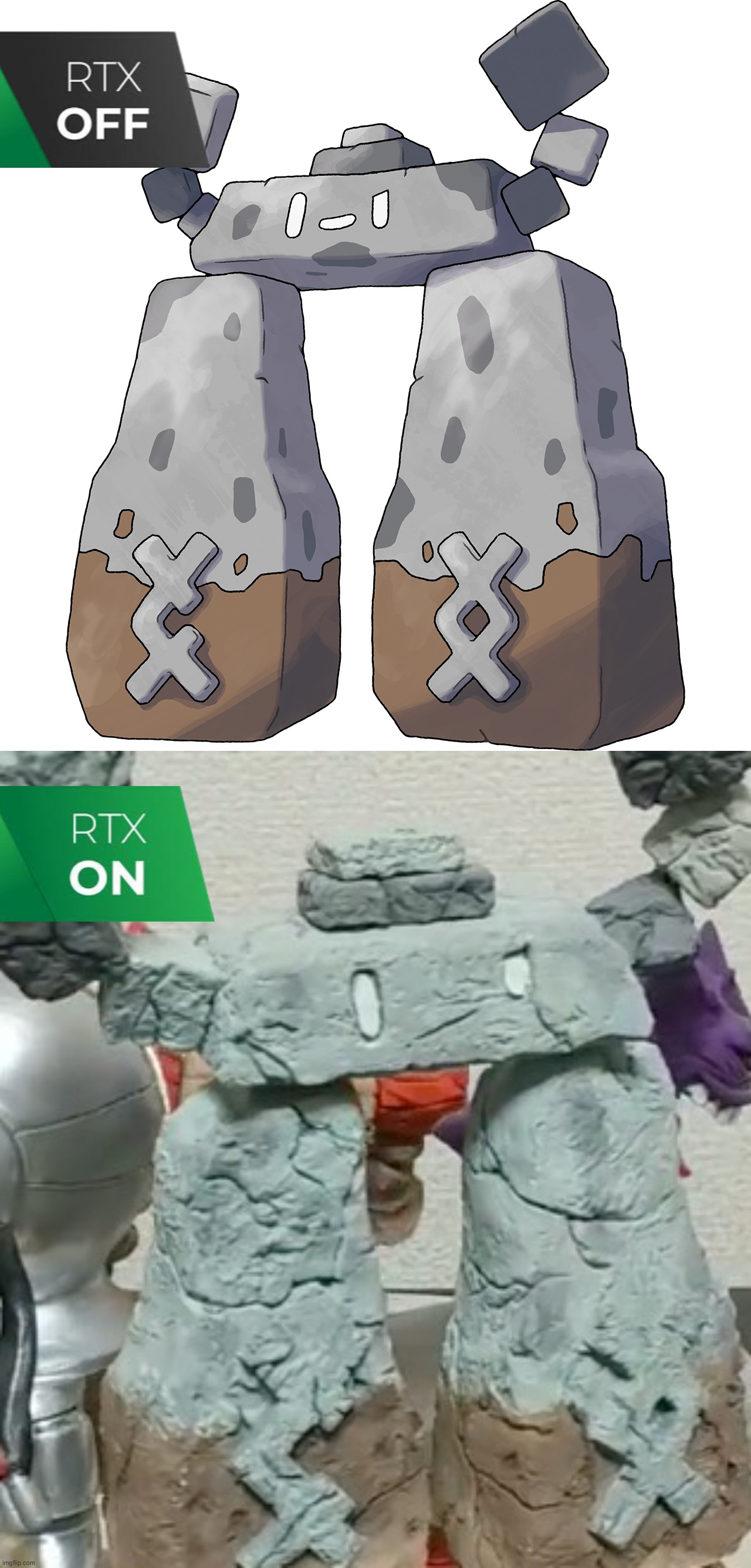 RTX Stonjourner | image tagged in stonjourner,rtx on and off,rtx | made w/ Imgflip meme maker