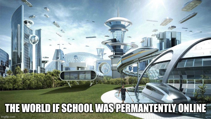EEEZ | THE WORLD IF SCHOOL WAS PERMANENTLY ONLINE | image tagged in the future world if | made w/ Imgflip meme maker