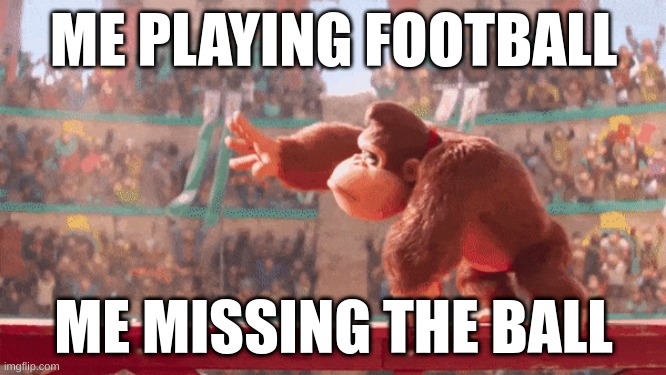 ME PLAYING FOOTBALL; ME MISSING THE BALL | image tagged in sports | made w/ Imgflip meme maker