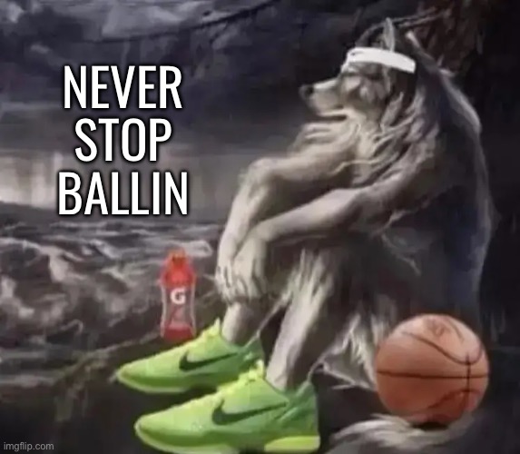 inspiring | NEVER STOP BALLIN | image tagged in bruh,lol,why are you reading this | made w/ Imgflip meme maker