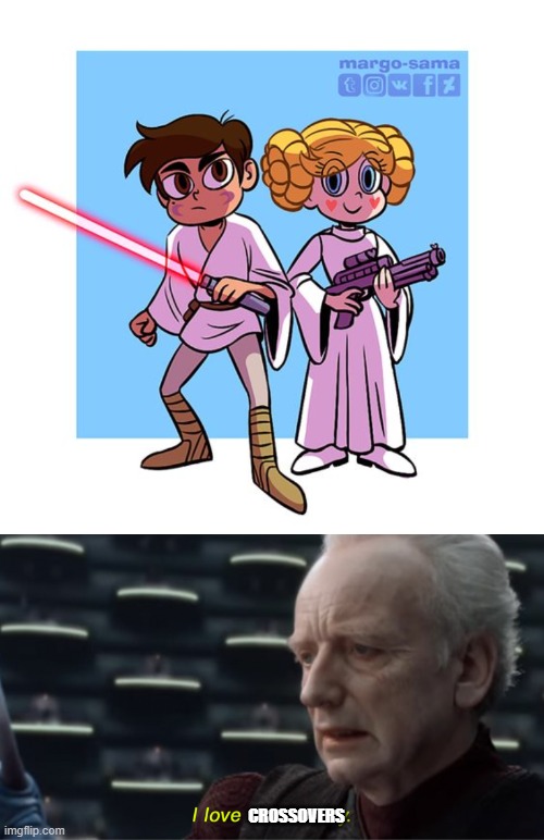 I love Crossovers | CROSSOVERS | image tagged in i love democracy,svtfoe,star wars,memes,crossover,star vs the forces of evil | made w/ Imgflip meme maker